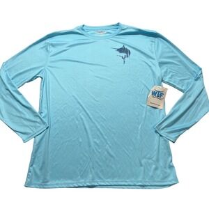 What The Fin Performance Shirt Sea Blue UPF 50 Marlin Long Sleeve WPU-00011 2X